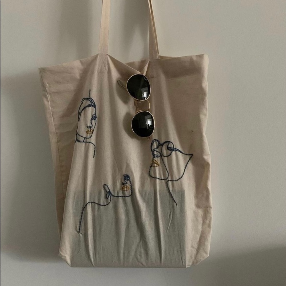Brand New Canvas Hand Embroidered Tote - Picture 1 of 1